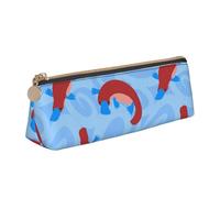 KemEng Ornitorinco animale selvatico simpatico cartone animato, Astuccio portapenne triangolare Astuccio portapenne portatile in pelle con cerniera Astuccio porta cosmetici