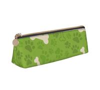 KemEng Ossa della zampa di cane verde, Astuccio portapenne triangolare Astuccio portapenne portatile in pelle con cerniera Astuccio porta cosmetici