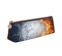 KemEng Pallavolo su Ghiaccio e Fuoco, Astuccio portapenne triangolare Astuccio portapenne portatile in pelle con cerniera Astuccio porta cosmetici