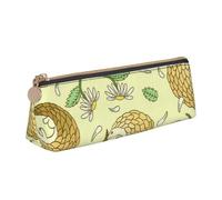 KemEng Pangolini E Margherite, Astuccio portapenne triangolare Astuccio portapenne portatile in pelle con cerniera Astuccio porta cosmetici
