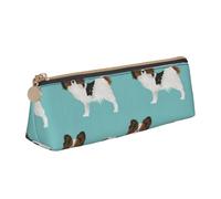 KemEng Papillon Cani Simpatico cane Toy Spaniel, Astuccio portapenne triangolare Astuccio portapenne portatile in pelle con cerniera Astuccio porta cosmetici