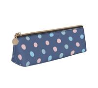 KemEng Pastello Punti Sfondo Blu Navy, Astuccio portapenne triangolare Astuccio portapenne portatile in pelle con cerniera Astuccio porta cosmetici