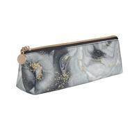 KemEng Pastello Splash astratto in marmo grigio, Astuccio portapenne triangolare Astuccio portapenne portatile in pelle con cerniera Astuccio porta cosmetici