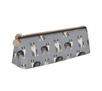 KemEng Pastore australiano Blue Merle Cane Grigio semplice, Astuccio portapenne triangolare Astuccio portapenne portatile in pelle con cerniera Astuccio porta cosmetici