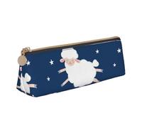 KemEng Pecore Su Un Cielo Stellato, Astuccio portapenne triangolare Astuccio portapenne portatile in pelle con cerniera Astuccio porta cosmetici