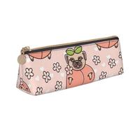 KemEng Pesca rosa canina, Astuccio portapenne triangolare Astuccio portapenne portatile in pelle con cerniera Astuccio porta cosmetici