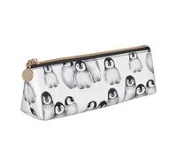 KemEng Piccolo pinguino sveglio in inverno, Astuccio portapenne triangolare Astuccio portapenne portatile in pelle con cerniera Astuccio porta cosmetici