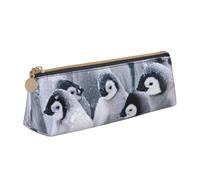 KemEng Pinguino Nella Neve, Astuccio portapenne triangolare Astuccio portapenne portatile in pelle con cerniera Astuccio porta cosmetici