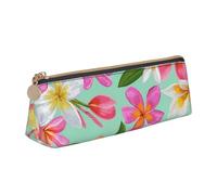 KemEng Plumeria floreale dei fiori tropicali dell'acquerello, Astuccio portapenne triangolare Astuccio portapenne portatile in pelle con cerniera Astuccio porta cosmetici