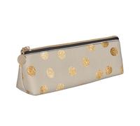 KemEng Pois glitter beige e oro, Astuccio portapenne triangolare Astuccio portapenne portatile in pelle con cerniera Astuccio porta cosmetici