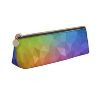 KemEng Poligonale multicolore composta da triangoli arcobaleno, Astuccio portapenne triangolare Astuccio portapenne portatile in pelle con cerniera Astuccio porta cosmetici
