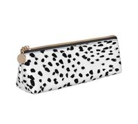 KemEng Punti spot dalmata con stampa animalier in bianco e nero, Astuccio portapenne triangolare Astuccio portapenne portatile in pelle con cerniera Astuccio porta cosmetici