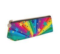 KemEng Raggi Di Coriandoli Arcobaleno E Stelle, Astuccio portapenne triangolare Astuccio portapenne portatile in pelle con cerniera Astuccio porta cosmetici