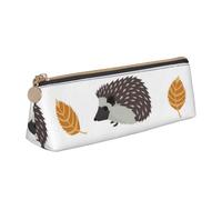 KemEng Riccio delle foglie di autunno, Astuccio portapenne triangolare Astuccio portapenne portatile in pelle con cerniera Astuccio porta cosmetici
