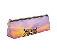 KemEng Rilassati Tigre, Astuccio portapenne triangolare Astuccio portapenne portatile in pelle con cerniera Astuccio porta cosmetici