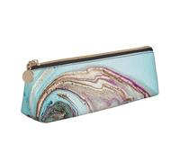 KemEng Roccia del geode dell'agata arcobaleno, Astuccio portapenne triangolare Astuccio portapenne portatile in pelle con cerniera Astuccio porta cosmetici