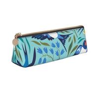 KemEng Rondini volanti Fiori primaverili, Astuccio portapenne triangolare Astuccio portapenne portatile in pelle con cerniera Astuccio porta cosmetici