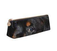 KemEng Rottweiler Cucciolo Animali domestici Piccoli cani Rottweiler, Astuccio portapenne triangolare Astuccio portapenne portatile in pelle con cerniera Astuccio porta cosmetici