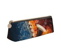 KemEng Sassofono In Fiamme E Ghiaccio, Astuccio portapenne triangolare Astuccio portapenne portatile in pelle con cerniera Astuccio porta cosmetici