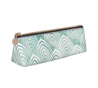 KemEng Scaglie di marmo con geometria bianca menta acqua, Astuccio portapenne triangolare Astuccio portapenne portatile in pelle con cerniera Astuccio porta cosmetici