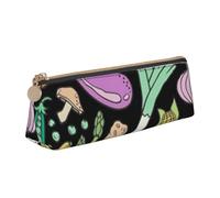 KemEng Scarabocchio Dell'alimento Delle Verdure Su Buio, Astuccio portapenne triangolare Astuccio portapenne portatile in pelle con cerniera Astuccio porta cosmetici