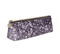 KemEng Scintillante lavanda Lady Glitter Shiny Decor Art, Astuccio portapenne triangolare Astuccio portapenne portatile in pelle con cerniera Astuccio porta cosmetici