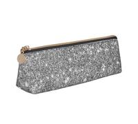 KemEng Scintillii glitter argento, Astuccio portapenne triangolare Astuccio portapenne portatile in pelle con cerniera Astuccio porta cosmetici