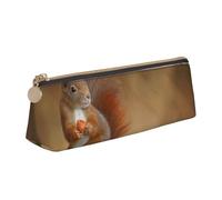 KemEng Sciurus scoiattolo rosso animale carino, Astuccio portapenne triangolare Astuccio portapenne portatile in pelle con cerniera Astuccio porta cosmetici
