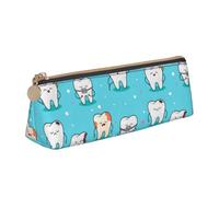 KemEng Sfondo dei denti, Astuccio portapenne triangolare Astuccio portapenne portatile in pelle con cerniera Astuccio porta cosmetici