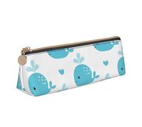 KemEng Simpatiche balene blu, Astuccio portapenne triangolare Astuccio portapenne portatile in pelle con cerniera Astuccio porta cosmetici
