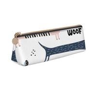 KemEng Simpatico bassotto blu navy, Astuccio portapenne triangolare Astuccio portapenne portatile in pelle con cerniera Astuccio porta cosmetici