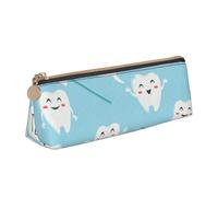 KemEng Simpatico dentista igienista dentale stampa blu, Astuccio portapenne triangolare Astuccio portapenne portatile in pelle con cerniera Astuccio porta cosmetici