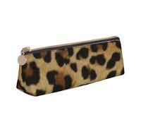 KemEng Simpatico leopardo stampato, Astuccio portapenne triangolare Astuccio portapenne portatile in pelle con cerniera Astuccio porta cosmetici