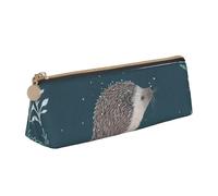 KemEng Simpatico piccolo riccio, Astuccio portapenne triangolare Astuccio portapenne portatile in pelle con cerniera Astuccio porta cosmetici