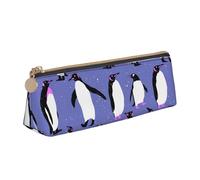 KemEng Simpatico pinguino viola, Astuccio portapenne triangolare Astuccio portapenne portatile in pelle con cerniera Astuccio porta cosmetici