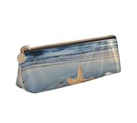 KemEng Spiaggia soleggiata delle conchiglie delle stelle marine, Astuccio portapenne triangolare Astuccio portapenne portatile in pelle con cerniera Astuccio porta cosmetici