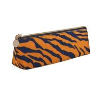 KemEng Stampa animalier tigre fantastica, Astuccio portapenne triangolare Astuccio portapenne portatile in pelle con cerniera Astuccio porta cosmetici
