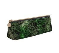 KemEng Stampato serpente verde, Astuccio portapenne triangolare Astuccio portapenne portatile in pelle con cerniera Astuccio porta cosmetici
