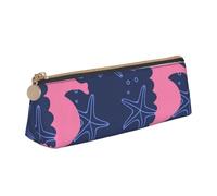KemEng Stella marina sagoma cavalluccio marino, Astuccio portapenne triangolare Astuccio portapenne portatile in pelle con cerniera Astuccio porta cosmetici