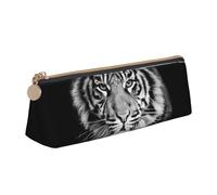 KemEng tigre bianca, Astuccio portapenne triangolare Astuccio portapenne portatile in pelle con cerniera Astuccio porta cosmetici