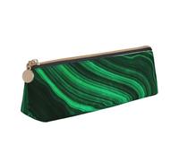KemEng Trama di malachite, Astuccio portapenne triangolare Astuccio portapenne portatile in pelle con cerniera Astuccio porta cosmetici