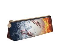 KemEng Una Foto Di Una Palla Da Baseball In Acqua E Fuoco, Astuccio portapenne triangolare Astuccio portapenne portatile in pelle con cerniera Astuccio porta cosmetici