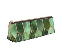 KemEng Vetrata verde, Astuccio portapenne triangolare Astuccio portapenne portatile in pelle con cerniera Astuccio porta cosmetici
