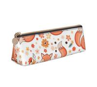 KemEng Volpi rosse simpatico cartone animato, Astuccio portapenne triangolare Astuccio portapenne portatile in pelle con cerniera Astuccio porta cosmetici