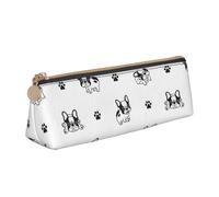 KemEng Zampa del bulldog francese, Astuccio portapenne triangolare Astuccio portapenne portatile in pelle con cerniera Astuccio porta cosmetici