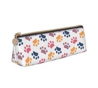 KemEng Zampa Modello Impronta Animale Su Un Bianco, Astuccio portapenne triangolare Astuccio portapenne portatile in pelle con cerniera Astuccio porta cosmetici