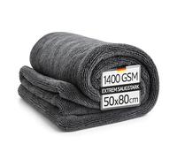 Kemes Panni in microfibra per auto, XXL, ultra assorbenti, 1400 g/m², colore grigio, 50 x 80 cm, in microfibra, antigraffio, 5 volte