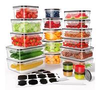 KEMETHY 40 Pcs Food Storage Containers with Lids Airtight 20 Containers 20 Lids Plastic Meal Prep Container for Pantry Ki