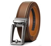 KEMISANT Cintura Uomo,Cintura Pelle a Cricchetto con Fibbia Automatica Per Uomo,Vestito Casual,Pantaloni,Jeans,Taglio Per Vestibilità,Fulvo2692,130cm/38-44vita regolabile