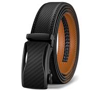 KEMISANT Cintura Uomo, Cintura Pelle Uomo Cricchetto Automatica Fibbia 35mm,Trim Regolabile per Adattars(Nero-115cm/32-38vita regolabile)